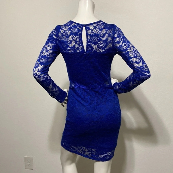 Social Stories Cobalt Blue Lace Side Cut Outs Bodycon Dress Size M - Picture 4 of 9